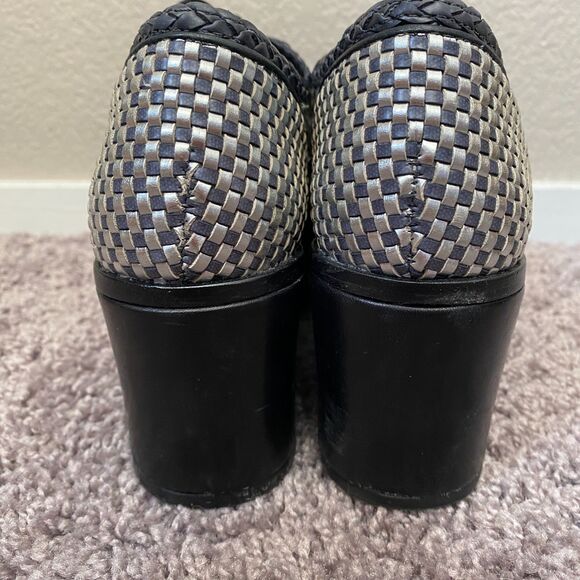 SCHUTZ Black and Silver Woven Lace Up Wedge Platform Sandals Size 6 - Picture 7 of 16